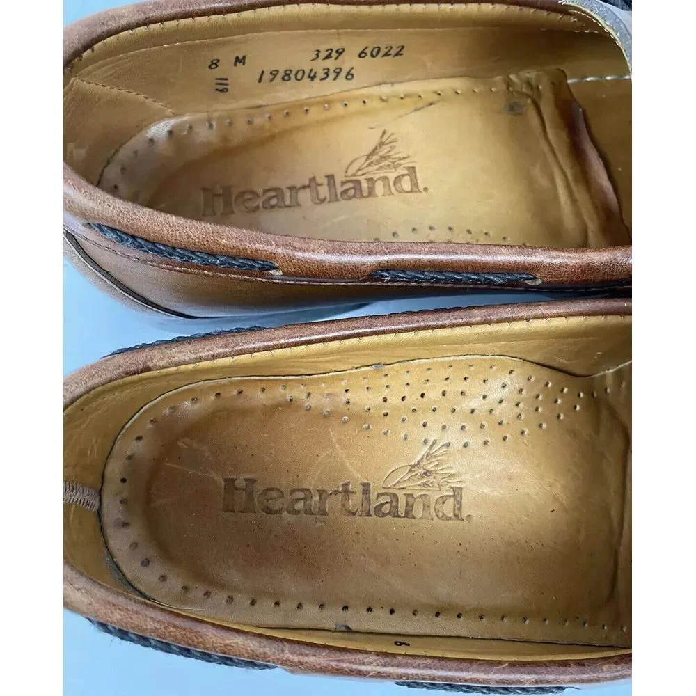 Heartland Mens‎ Kiltie Slip On Leather Boat Shoe Casual Brown Loafer Sz 8